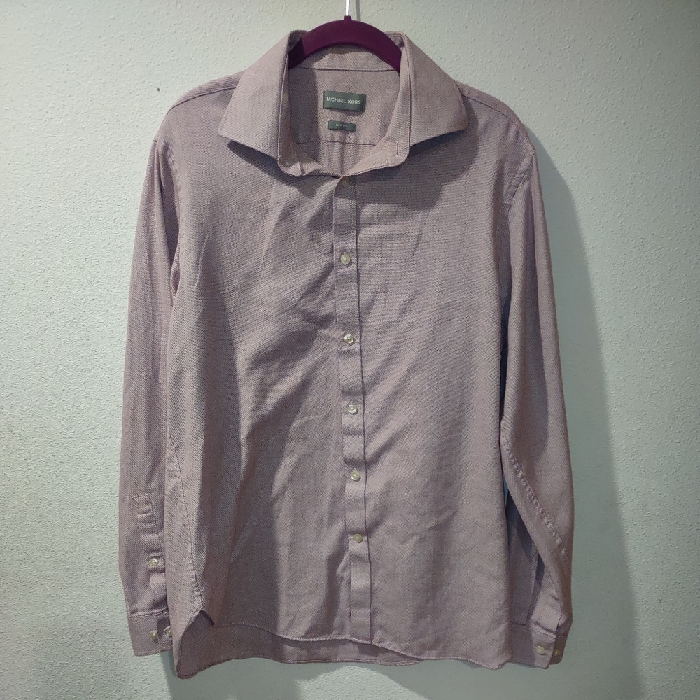 Michael Kors Dress Shirt Rose/Pink White 16 1/2 34/35 Slim Fit